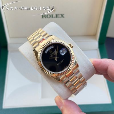 ROLEX Day-date Replica with Black Dial 904L Steel 2836 Automatic Movement 41mm 36mm Black Watch